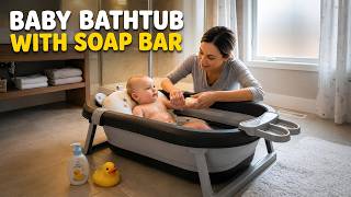 StarAndDaisy Bathtub with Soap Bar, Foldable and Compact Baby Bath Tub for Newborns
