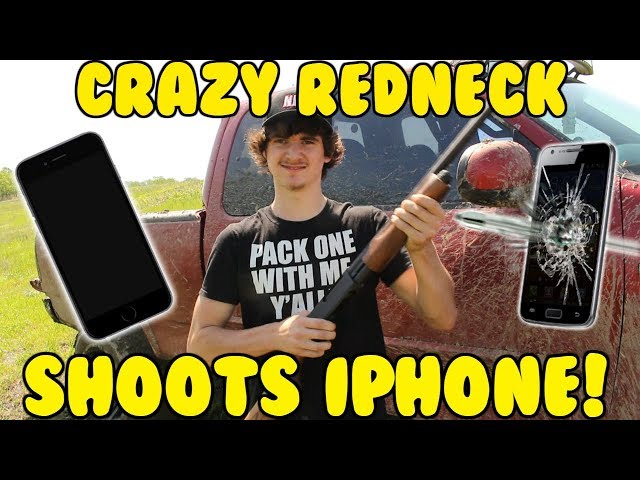 CRAZY REDNECK SHOOTS IPHONE class=