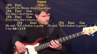 I Shot the Sheriff (Eric Clapton) Bass Guitar Cover Lesson in Gm with Chords/Lyrics chords