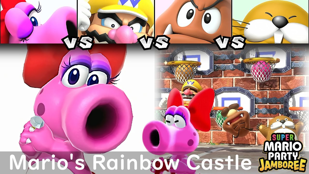 Super Mario Party Jamboree: Бирдо против Варио против Гумбы против Монти Мола в Радужном замке Марио