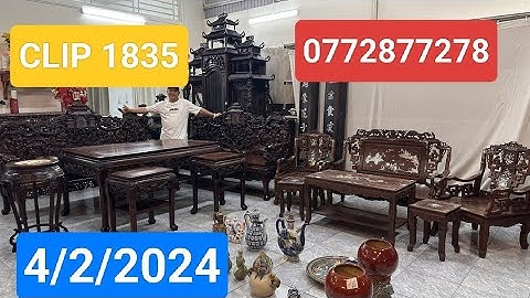 Clip 1835 (4/2/2024) Bộ Bàn 5 Món Đục Tay Nghệ Thuật, Đồ Gỗ Nội Thất, Đồ Xưa Cũ, Gốm Sứ Sỉ Lẻ