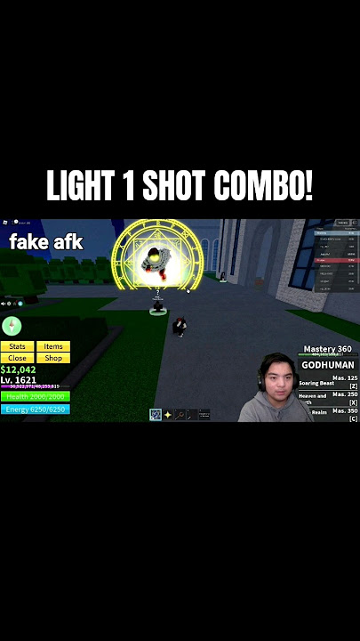LIGHT 1 SHOT COMBO fake afk π! #bloxfruits #roblox