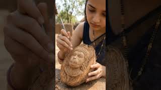“Coconut carving Lord Hanuman 😳🔥 #carvings #hanuman #villagelife #handcrafted #shorts