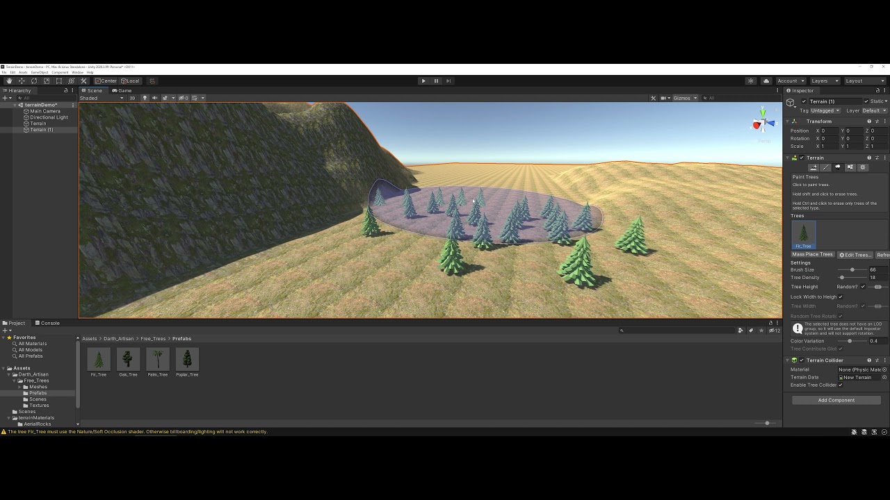 Adding Trees To A Terrain In Unity Youtube