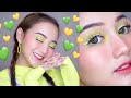 💚 NEON FAKE FRECKLES MAKEUP & HAIRDO TUTORIAL 💛 - [DRUGSTORE]