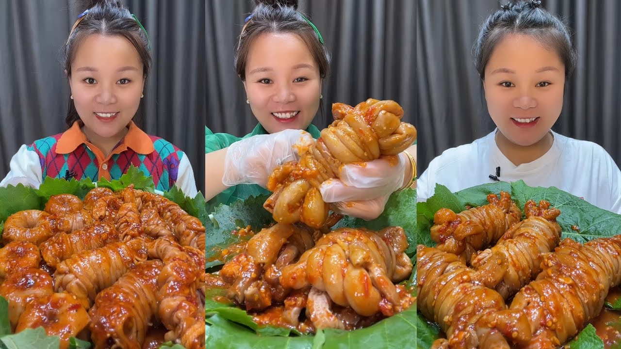 ASMR Mukbang:Eat roll 🥐 intestine belly boil large intestine belly #mukbang #yummy #delicious