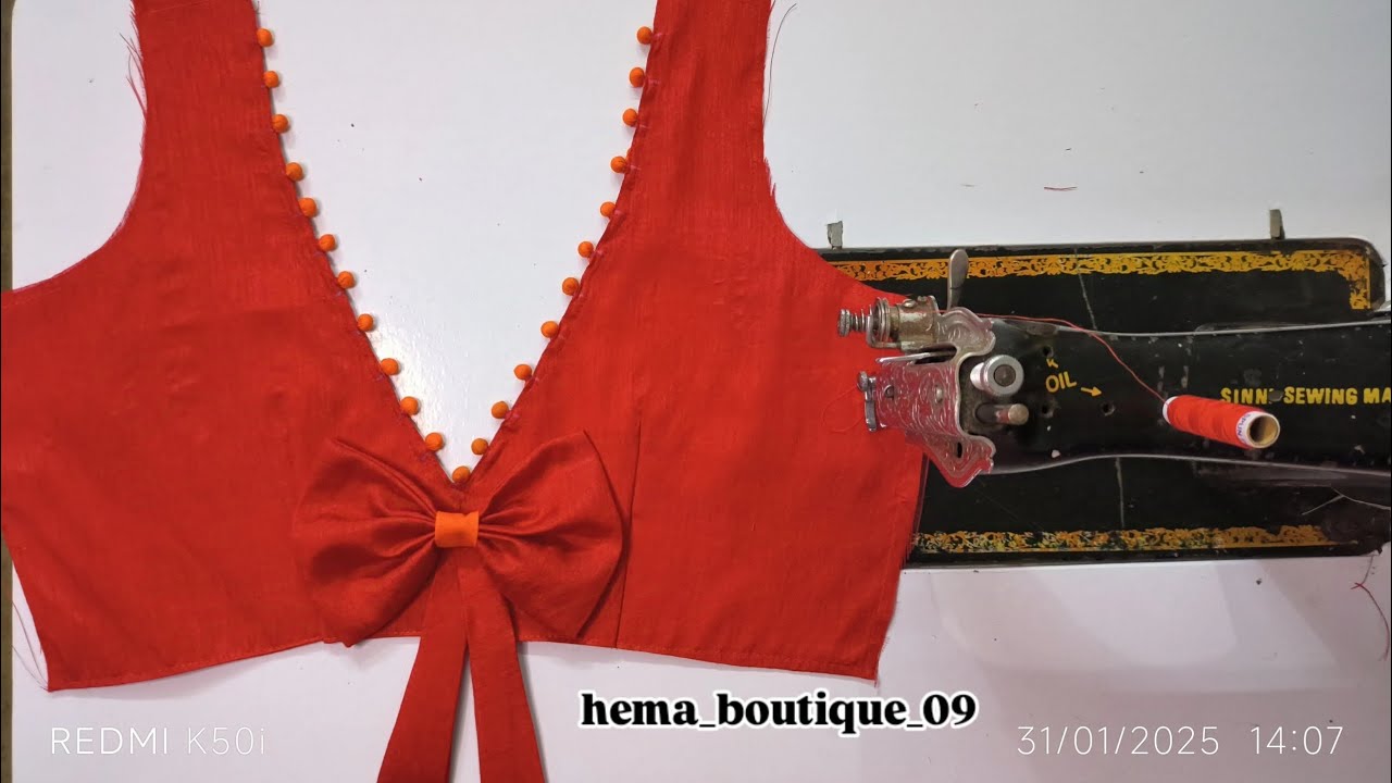 Bow Neck Blouse Design Cutting & Stitching | Deepneck Blouse Design With Bow🎀❤