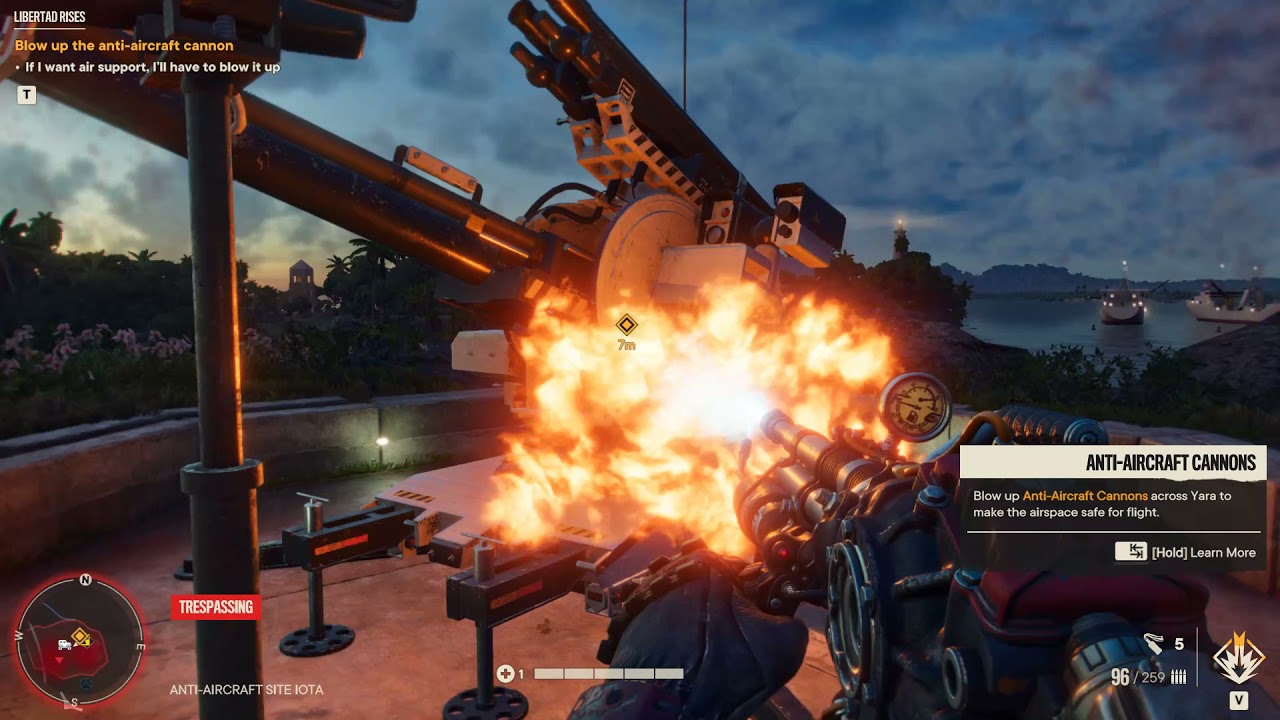 Blow up the anti-aircraft cannon Far Cry 6