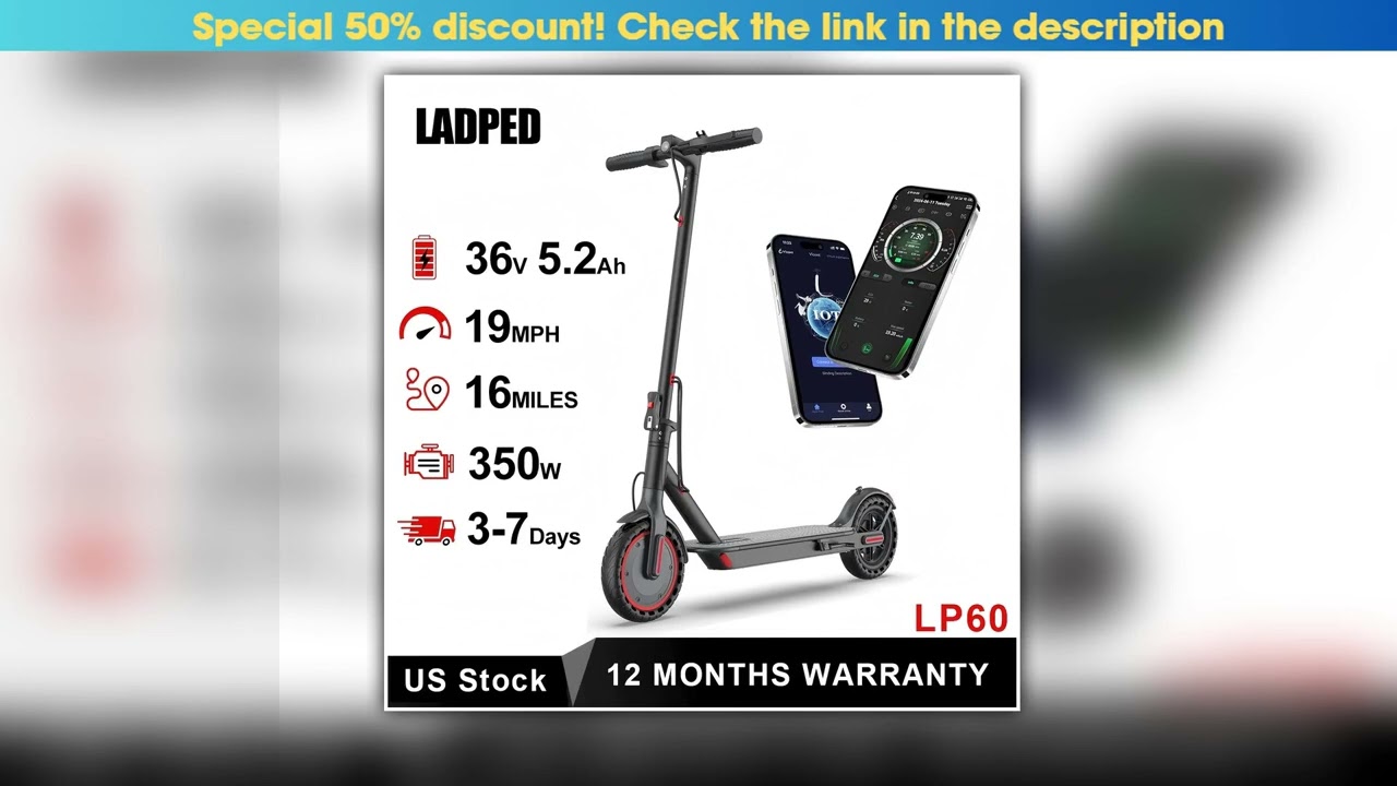 AOVOPRO LADPED LP60 Electric Scooter 350W 19mph Max Speed 85inch tire Folding Electric Scooter