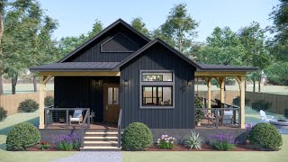 This 538 sqft House Has an Amazing Floor Plan! Small House Design With A WrapAround Porch.