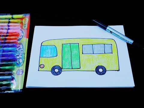 Video Cách vẽ ô tô buýt / xe bus đơn giản cho trẻ mầm non /... - youtube
