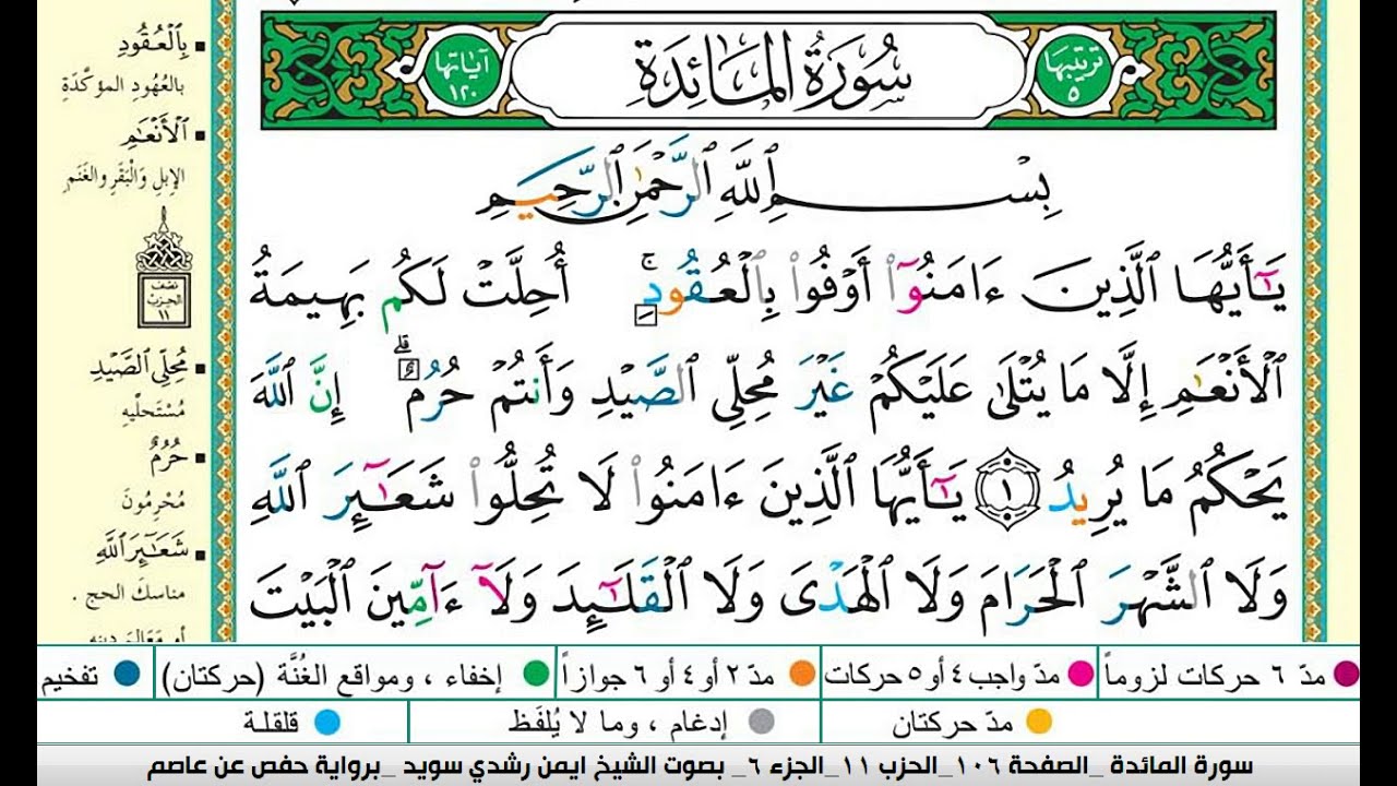 ايمن سويد سورة المائدة مكتوبة دار المعرفة جديد