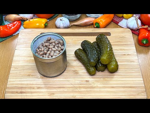 Беру БАНКУ ФАСОЛИ и солёные огурцы❗️Готовлю потрясающий салат! Вкусный рецепт из простых продуктов!