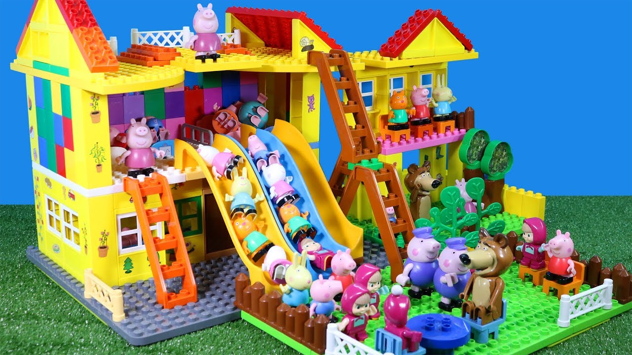 peppa pig lego house construction sets with water slide