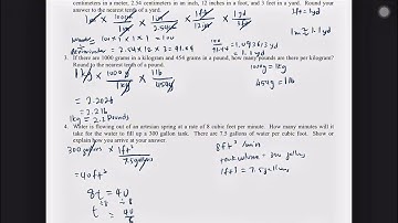Common Core I Algebra 1 Lesson 2 Unit Conversions Homework