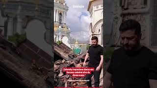 ZELENSKY INSPECIONA DANOS EM FAMOSA CATEDRAL ALVO DE DRONE RUSSO
