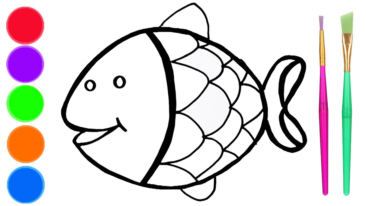 How To Draw Fish Coloring Pages For Kids Youtube