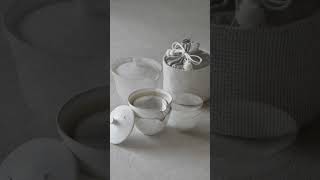 チタン白釉の入れ子の茶器