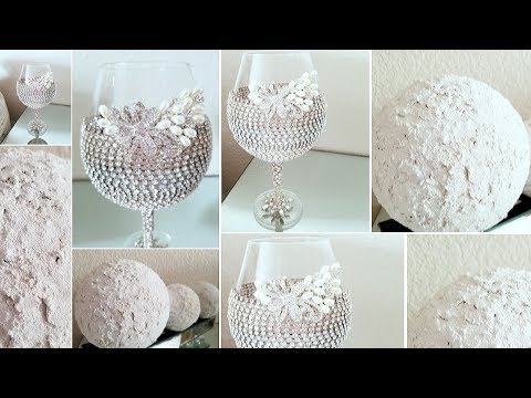 2 HIGH -END HOME DECOR DIY IDEAS | ANCIENT RUSTIC DECORATIVE BALLS | GLAMMED REVAMP WINE GLASS