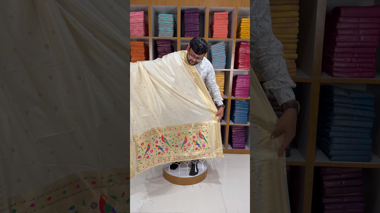 Pure Zari Temple Parrot Paithani Dupatta