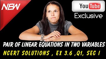 Ncert Solutions For class 10 maths ,Linear Equations in two variable ,Ex 3.6 ,Q1 sec I