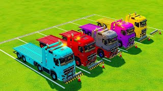 Transporting Fire Engine, Police Vehicles, Excavator, Mixer Truck, Backhoe Loader To Garage - Fs22