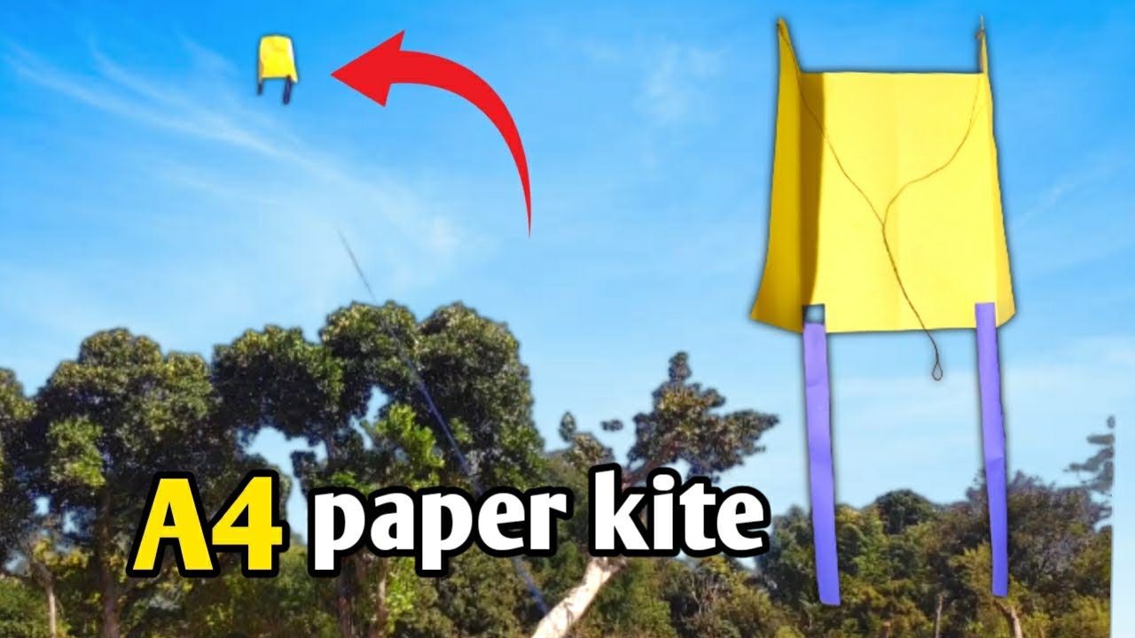 how to make kite, A4 sheet kite making, single paper kite making, paper