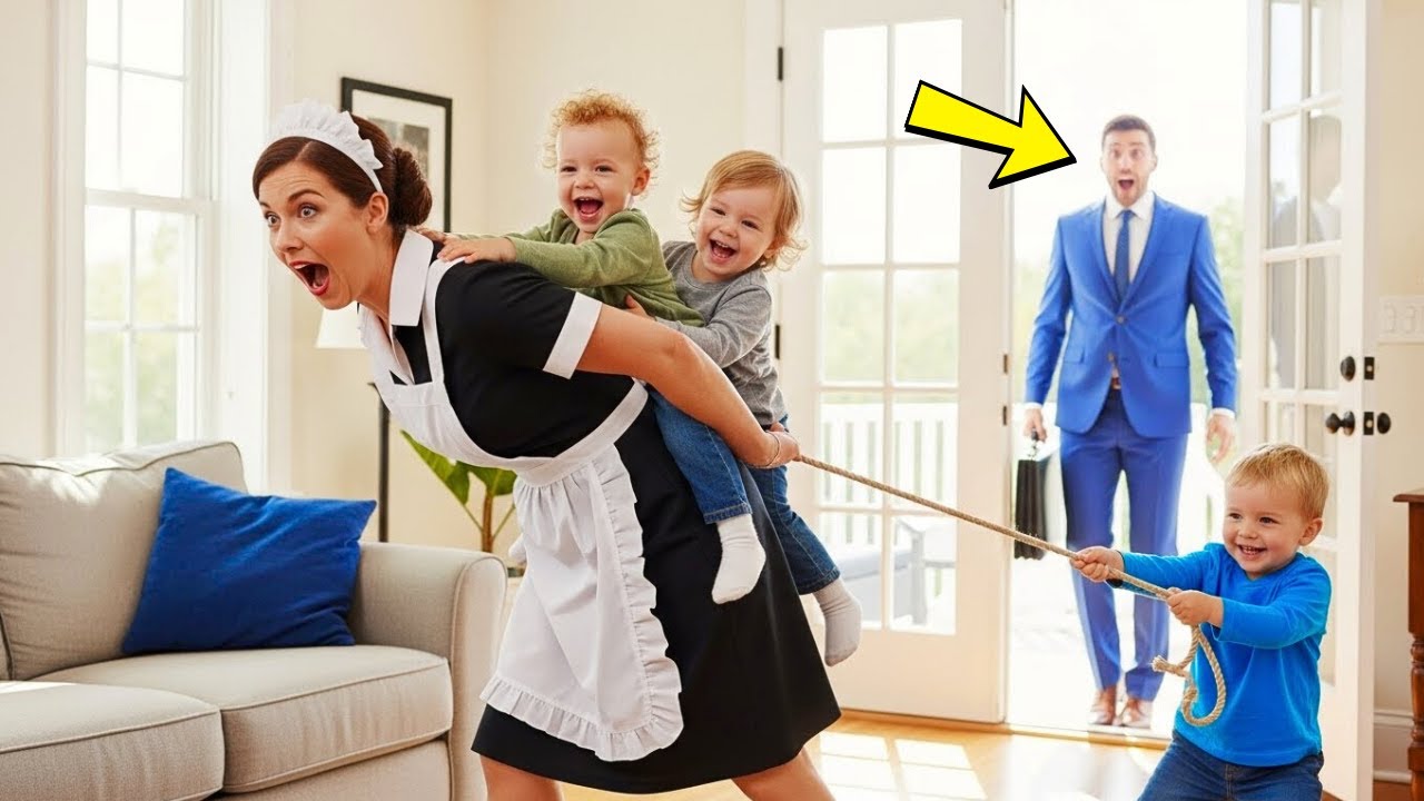 BILLIONÄR KOMMT NACH HAUSE UND FINDET DIE HAUSANGESTELLTE MIT DRILLINGEN — SEINE REAKTION ÜBERRASCHT