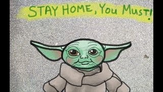 Baby Yoda Digital Chalk Drawing Lesson for Kids at Home with Kleki!