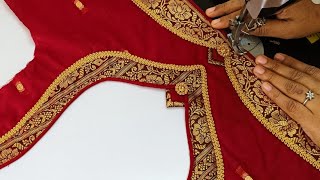 Paithani saree blouse back neck design || cutting and stitching blouse back neck design || blouse screenshot 3