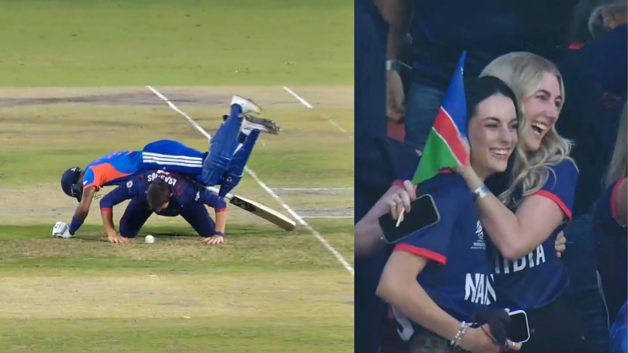 Hardik Pandya start doing pushups on Gerhard Erasmus back IND vs NAM T20 World Cup match