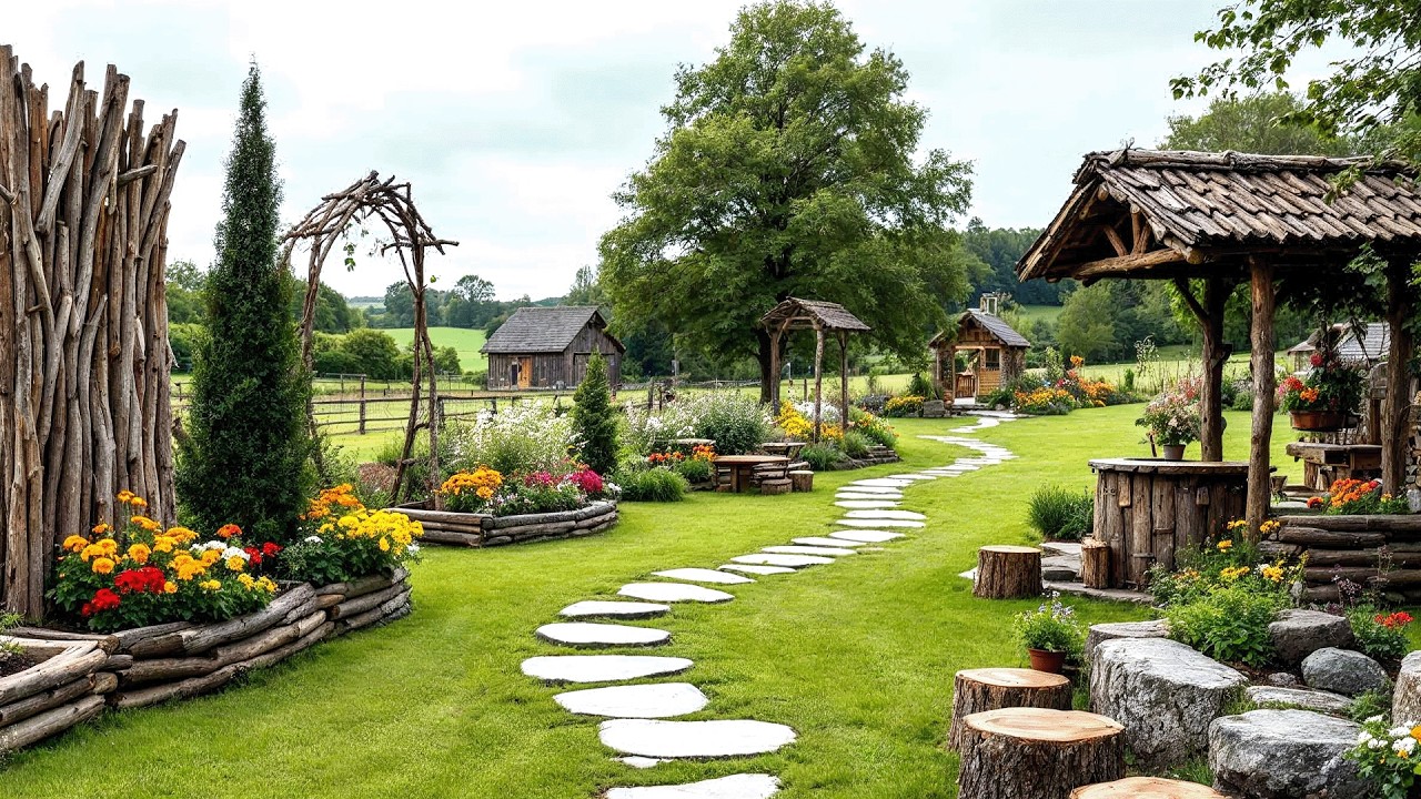 Экскурсия по саду: Прекрасные цветы делают сад ярким и уютным.