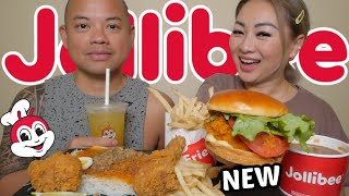 JOLLIBEE Mukbang *New* Deluxe Chicken Sandwich, Chicken Joy with Palabok Fiesta | N.E Let&#39;s Eat