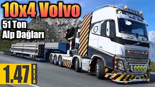 51 Ton ile Alp Dağlarını Tırmanıyoruz // 10x4 Volvo Vinç Çekici | Ets2 1.47 !!