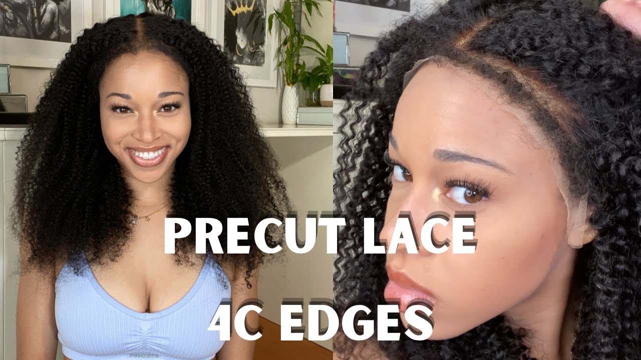 4C KINKY EDGES ON WIG?! BEGINNER FRIENDLY INSTALL PRECUT LACE! LUVWIN