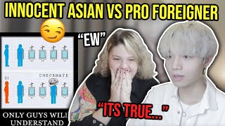 shy asian boy educates foreign friend Things That Only Boys Understand - FUNNY REACTION!!