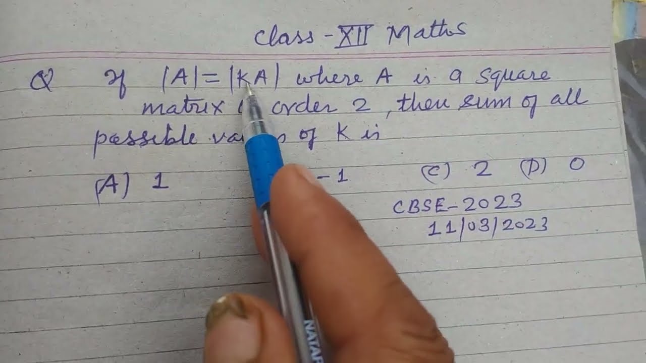 If |A| = |kA| where A is a square matrix of order 2 then sum of all.. | class 12 maths solutions