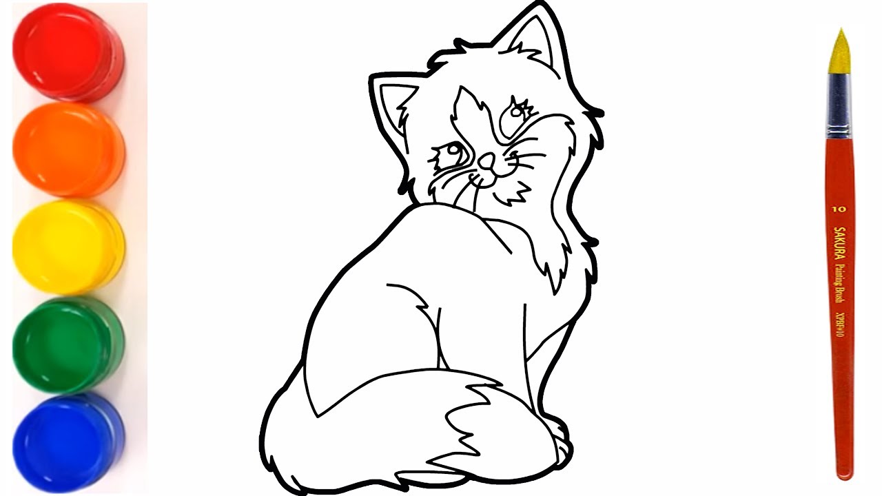 Coloring and Drawing a Cat - YouTube