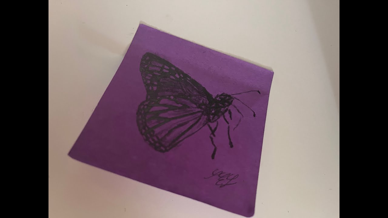 Drawing a Butterfly on a Sticky Note - YouTube