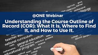 Understanding the Course Outline of Record (COR): What It Is, Where to Find It, and How to Use It