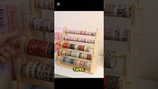 (Episode 86) 1pc Desktop Vertical 3-Tier / 5-Tier Stepped Layered Tape Dispenser Storage Rack.