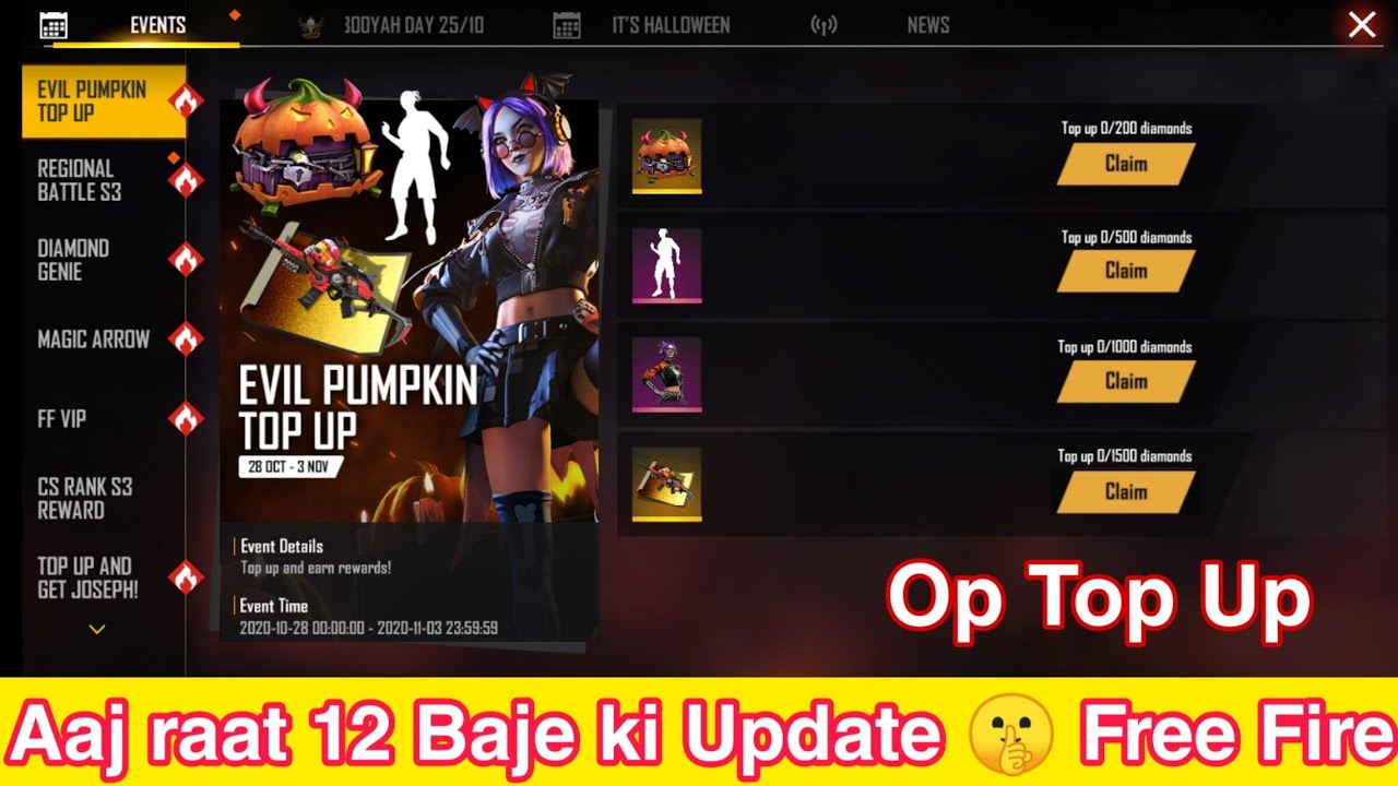 Tonight 12 AM Update 🤫 Free Fire | New Top Up Event | Blueprint, Emote, 😱 Costume Loot Crate
