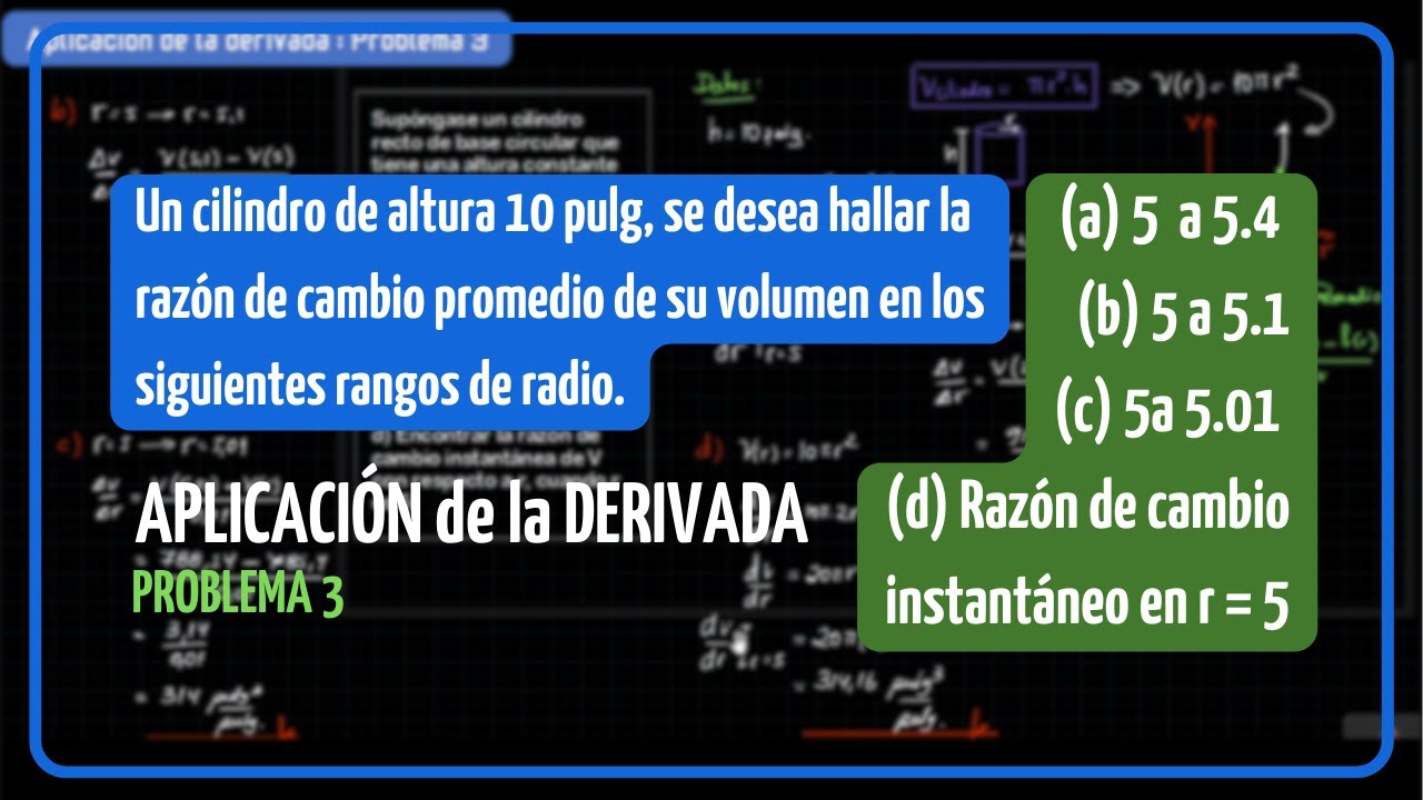🟢Aplicación de La derivada | Problema 3 | Razón de cambio instantáneo y