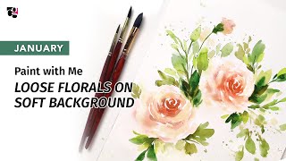 Painting Loose Watercolor Florals on a Soft Watercolor Background screenshot 4