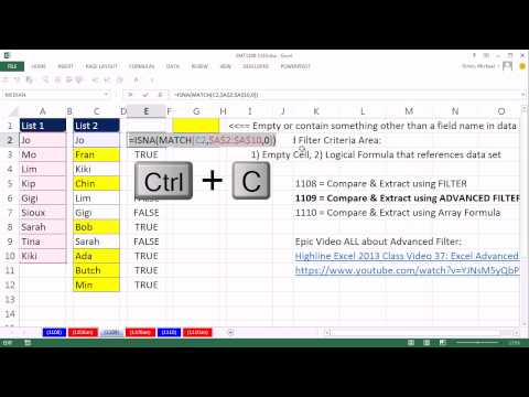 Excel Magic Trick 1109: Compare 2 Lists and Extract Records: Advanced Filter Method