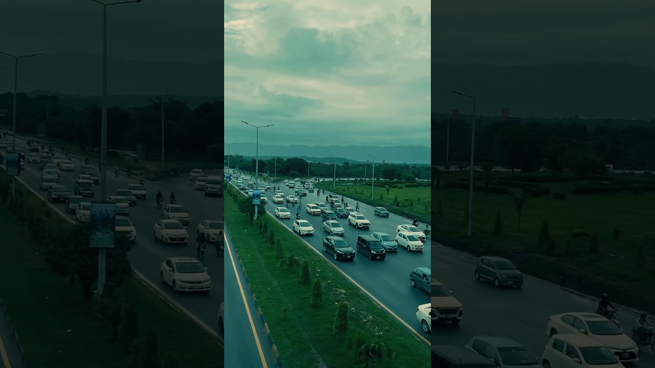 Embracing the cool, post-rain vibes on the road in Islamabad! 🌧️✨ 