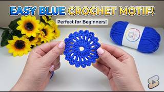 Looking for a quick crochet project? Try this easy blue motif! ✨