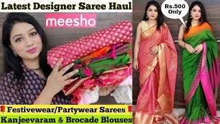 Meesho Saree Haul| Festivewear/Partywear Sarees & Blouses| Starting Rs.500| #MeeshoPink's House