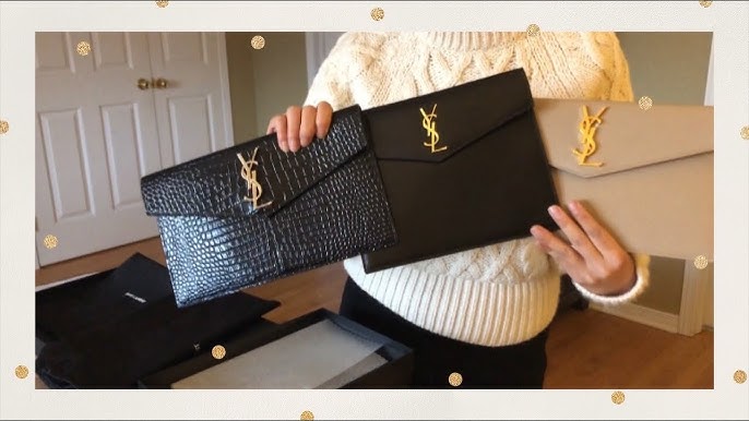 YSL UPTOWN POUCH IN DARK BEIGE  UNBOXING, FIRST IMPRESSIONS