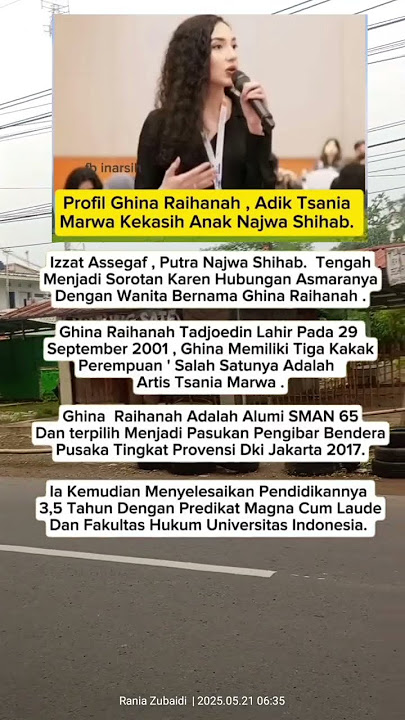 profil ghina Raihanah adik Tsania Marwah kekasih anak Najwa Shihab #shortvideo #trendingshorts